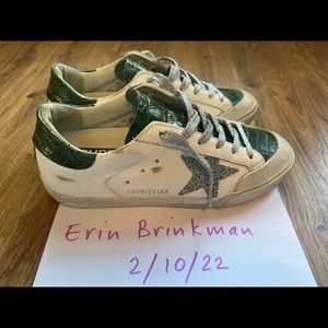 Golden Goose green croc 🐊/ Swarovski crystal superstars 🌟 ~ HTF 🦄 pair! 🥳